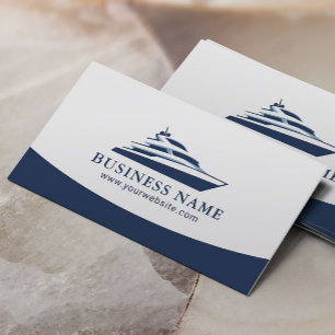 Modern Yacht-Logotyp - Blått Professionell Boat Visitkort