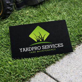 Modern Yard Maintenance Green Grass Logo Black Visitkort