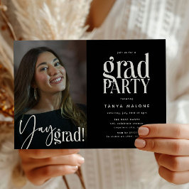 Modern 'Yay Grad' Foto-Examenfest Inbjudningar