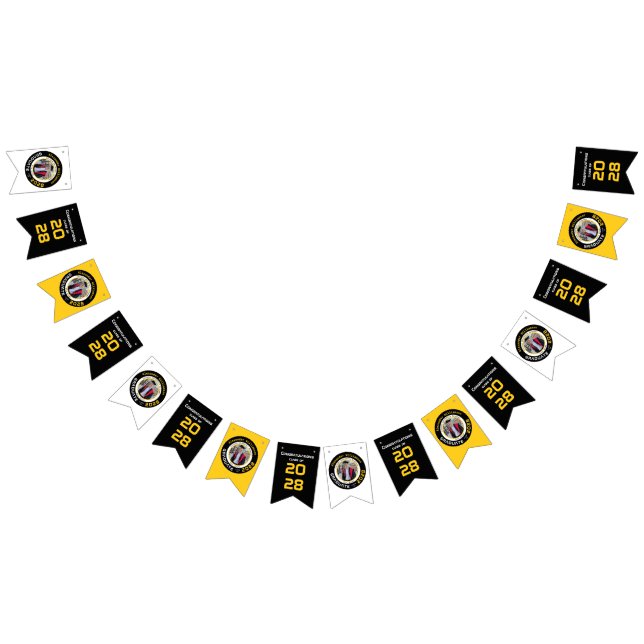 Modern Yell Black White Graduation Photo Vimplar (Alla)