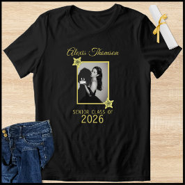 Modern Yellow & Black 1 Photo Class Of 2026 T Shirt