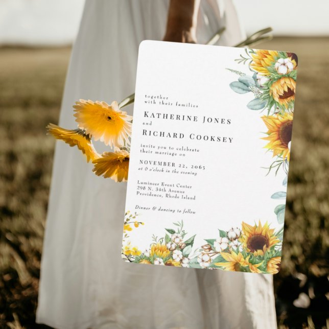 Modern Yellow Floral Sunflowers No Parents Wedding Inbjudningar (Skapare uppladdad)