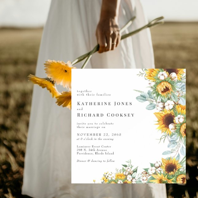 Modern Yellow Floral Sunflowers No Parents Wedding Inbjudningar (Skapare uppladdad)