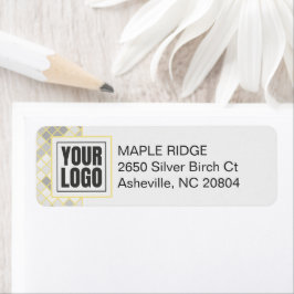 Modern Yellow & Gray Geometric Address Label Returadress Etikett
