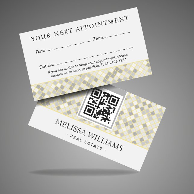 Modern Yellow & Gray Geometric Appointment Card Tidsbeställning Kort (Skapare uppladdad)