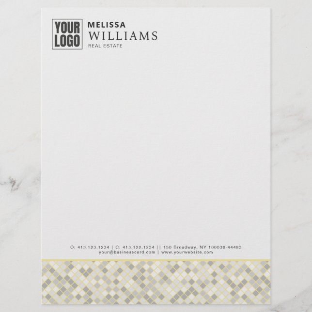 Modern Yellow & Gray Geometric Business Letterhead Brevhuvud (Framsida)