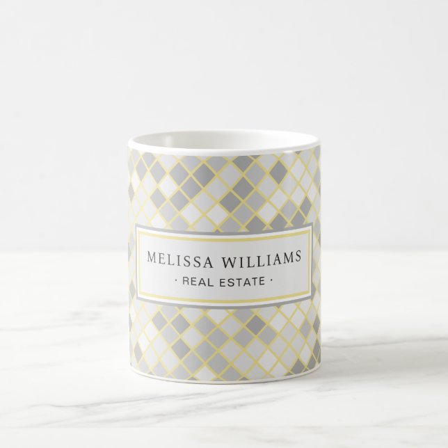 Modern Yellow & Gray Geometric Business Logo  Kaffemugg (Center)