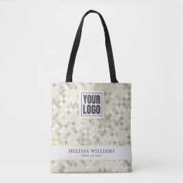 Modern Yellow & Gray Geometric Business Logo Tote  Tygkasse