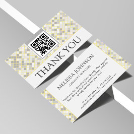 Modern Yellow & Gray Geometric Business Thank You  Tilläggskort
