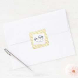 Modern Yellow Hand Written Pinstripe Italy Wedding Fyrkantigt Klistermärke