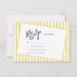 Modern Yellow Hand Written Pinstripe Italy Wedding OSA Kort