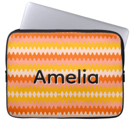 Modern Yellow, Orange & White Zig Zag Pattern Laptop Fodral