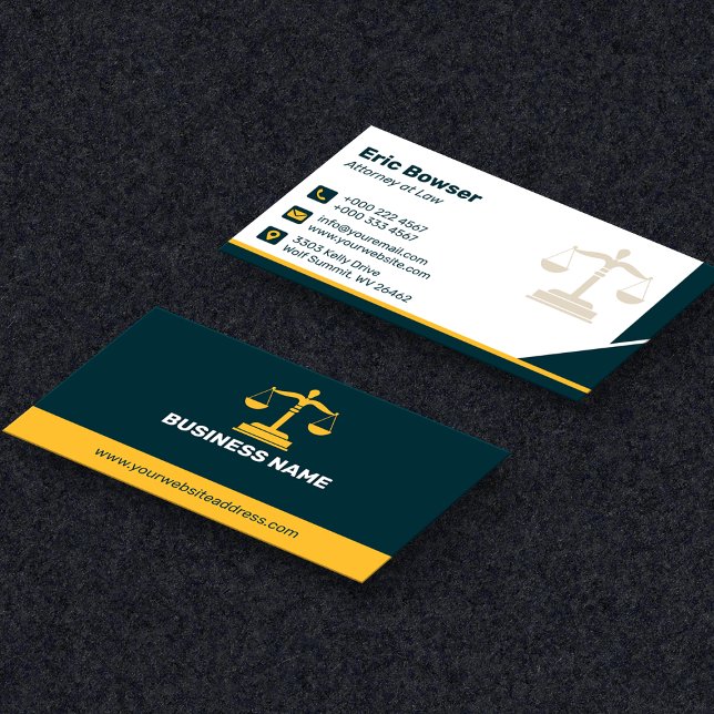 Modern Yellow Stripe Navy Blue Lawyer Attorney Visitkort (Skapare uppladdad)