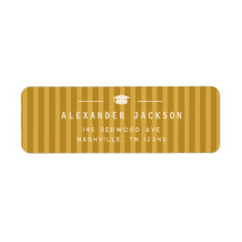 Modern Yellow Stripes Graduation Return Address Returadress Etikett