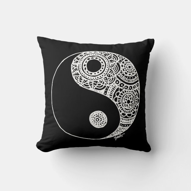 Modern Yin Yang Black and White Kudde (Framsida)