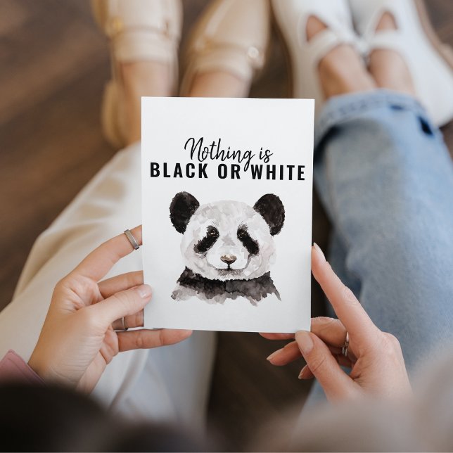 Modern ynklig panda svart och vit med citat julkort (Skapare uppladdad)
