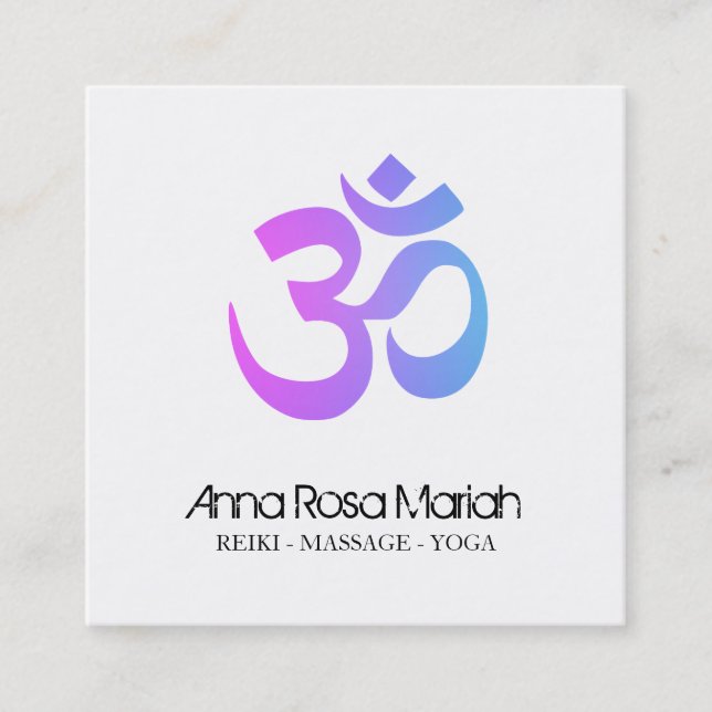*~* Modern Yoga Energy Healer Aum om symbol Fyrkantigt Visitkort (Framsida)