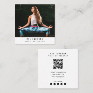 Modern Yoga Fitness Instructor QR-kod Fyrkantigt Visitkort