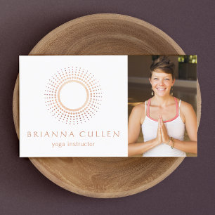 Modern Yoga Instructor Mandala Circle Logotyp Phot Visitkort