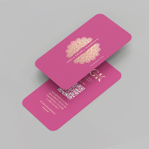 Modern Yoga-instruktör Monogram Rosa Guld Mandala Visitkort