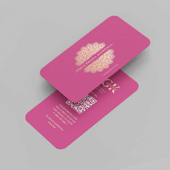 Modern Yoga-instruktör Monogram Rosa Guld Mandala Visitkort (Modern Yoga Instructor Monogram Pink Gold Mandala Business Card
)