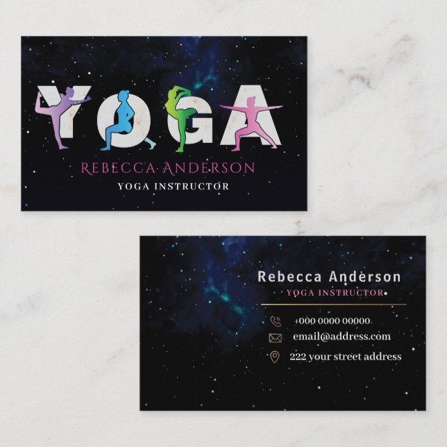 Modern Yoga-instruktör Stil | Helhetshälsning Visitkort (Fram/baksida)