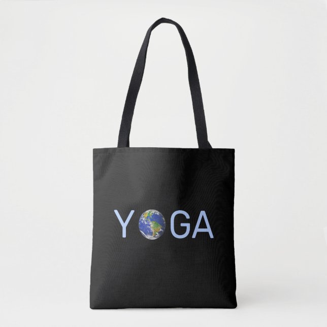 Modern yoga-jord i trendiget på svart tygkasse (Framsida)