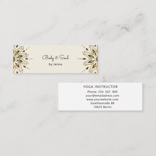 Modern Yoga Massage Hälsa Business Center Belli Mini Visitkort (Fram/baksida)