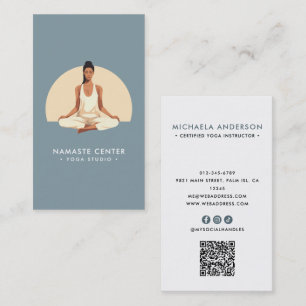 Modern Yoga/Meditation Lotus Pose Socials QR-kod Visitkort