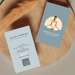 Modern Yoga/Meditation Lotus Pose Socials QR-kod Visitkort