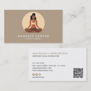 Modern Yoga/Välbefinnande Lotus Pos Sociala QR-kod Visitkort