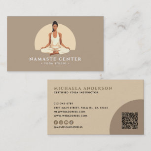 Modern Yoga/Välbefinnande Lotus Pose Sociala QR-ko Visitkort