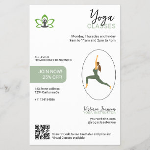 Modern yogastudio flygblad Förpackat med omsorg