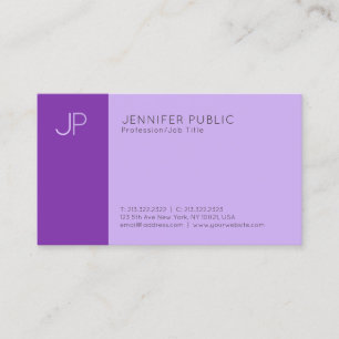 Modern yrkesmässig Elegant Violet Monogram Plain Visitkort