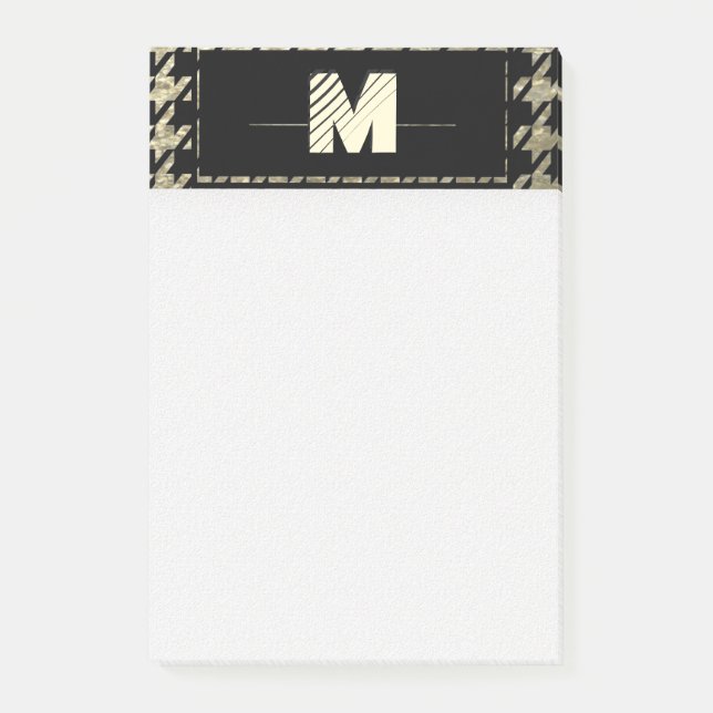 Modern yrkesmässig Houndstooth Monogram Post-it Block (Framsida)