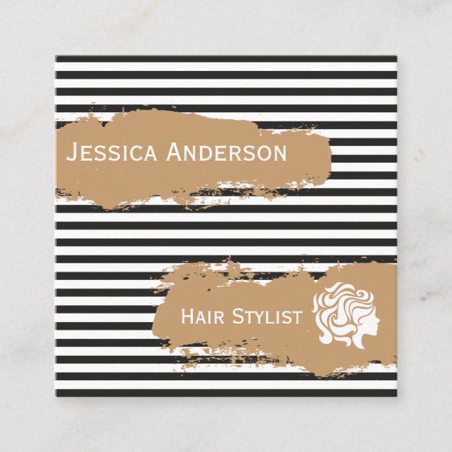 Modern yrkesmässig vit för svart för fyrkantigt visitkort (Framsida)