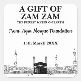Modern Zam Zam Muslim Vatten Hajj Umrah Gift Fyrkantigt Klistermärke