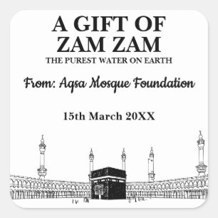 Modern Zam Zam Muslim Vatten Hajj Umrah Gift Fyrkantigt Klistermärke