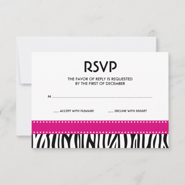 Modern Zebra Dots Rosa Black Responcard Card OSA Kort (Framsida)