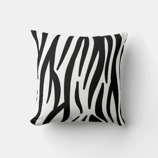 Modern Zebra Print Cotton Throw Pillow - Natural F Kudde (Framsida)
