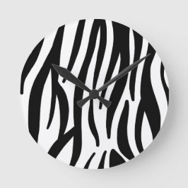 Modern Zebra Print Wall Clock - Bold Abstract Anim Rund Klocka
