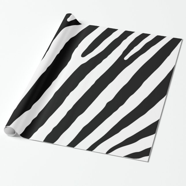 Modern Zebra ränder Black and White Coola Abstrakt Presentpapper (Utrullad)