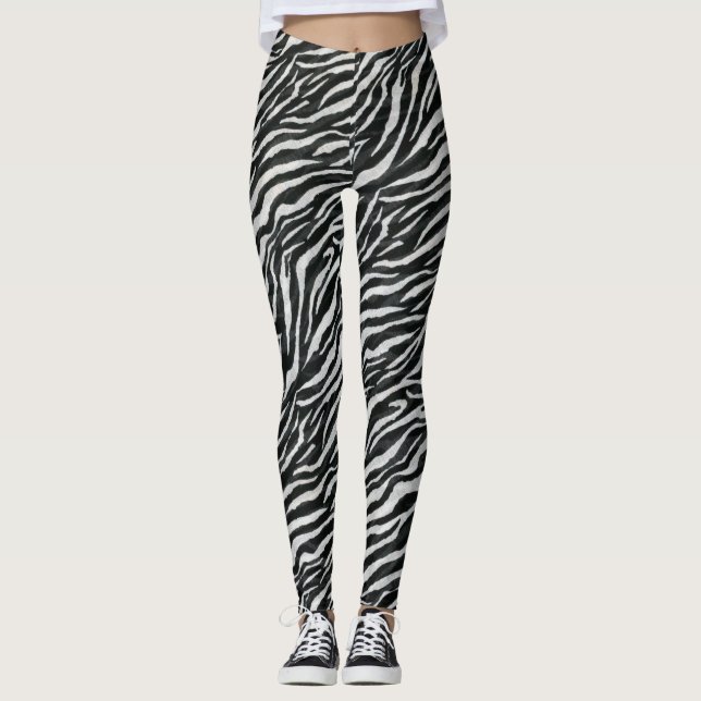 Modern Zebra svart vit Leggings (Framsida)
