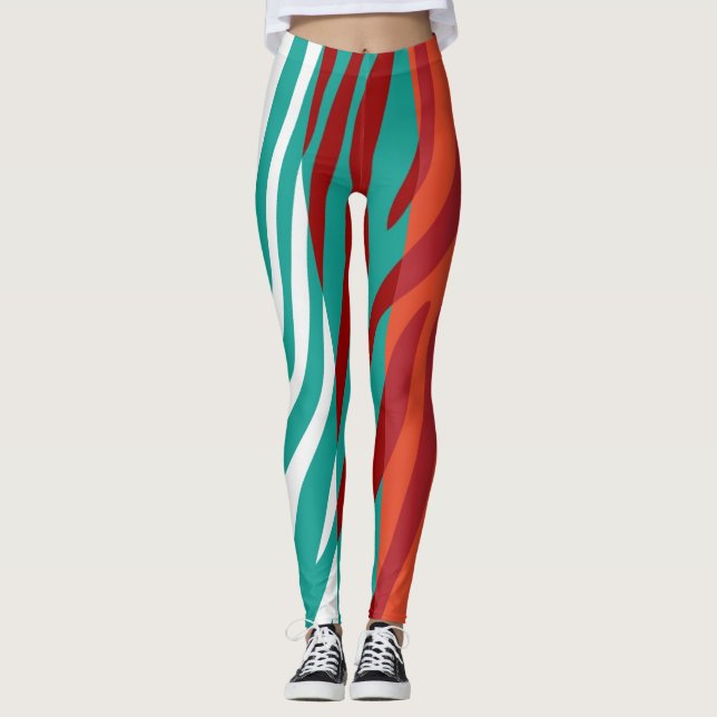 Modern Zebra tryck Mönster #16 Leggings (Framsida)