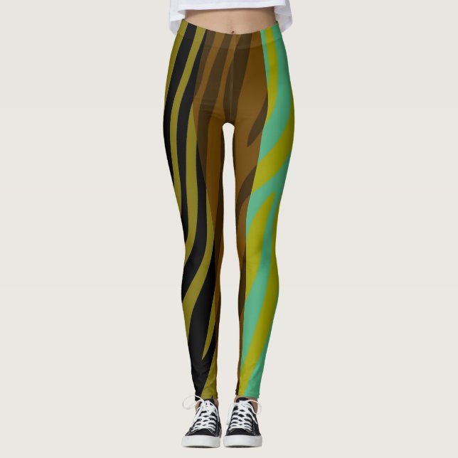 Modern Zebra tryck Mönster #18 Leggings (Framsida)