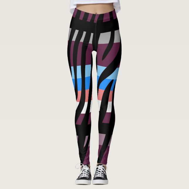 Modern Zebra tryck Mönster #2 Leggings (Framsida)