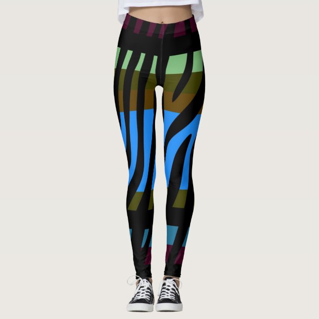 Modern Zebra tryck Mönster #3 Leggings (Framsida)