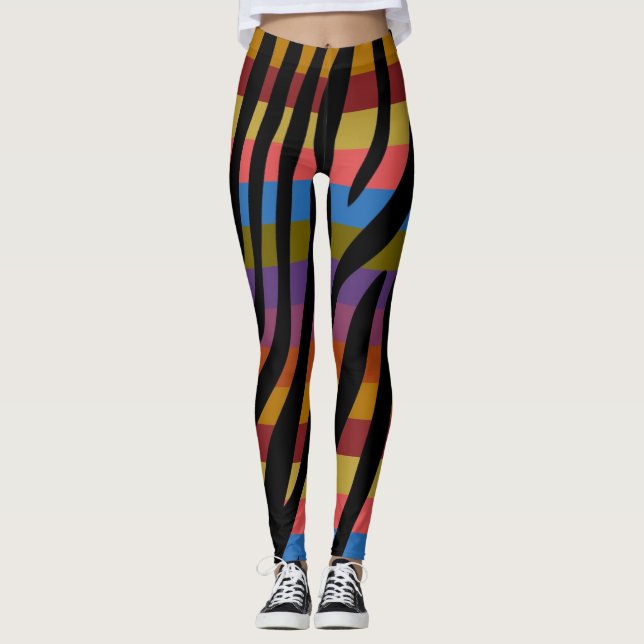Modern Zebra tryck Mönster #4 Leggings (Framsida)