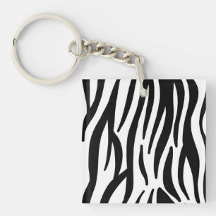 Modern Zebraprint Nyckelring - Abstrakt Svart och