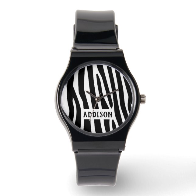 Modern Zebrarandig Personlig Armbandsur (Framsida)